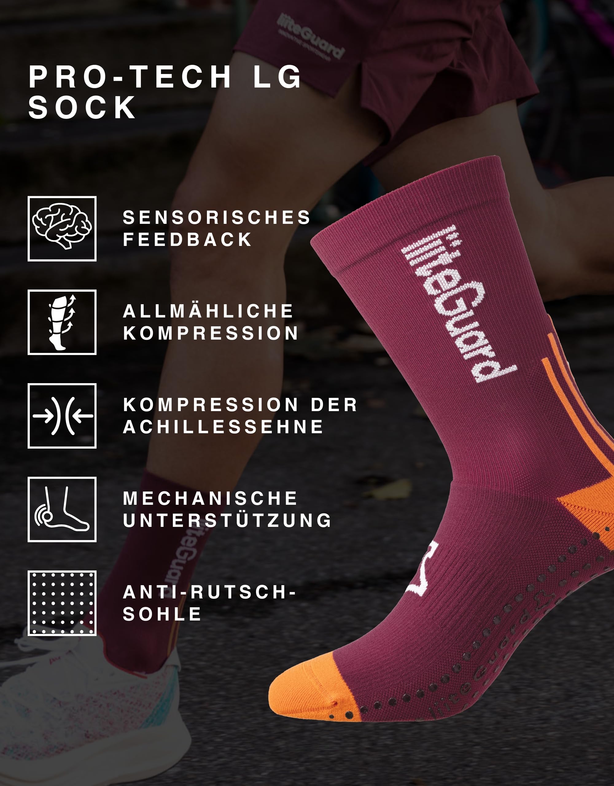 liiteGuard PRO-TECH LG Running Calcetines de Compresión para Hombre y Mujer | Medias de Compresión Deportes Correr Fútbol | Antiburbujas Invierno Running Calcetines de Compresión Calcetines Mujer