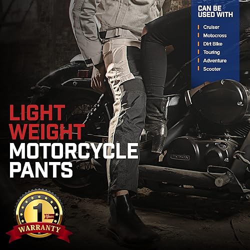 Miniatura 7 de WICKED STOCK - Pantalones de motocicleta para hombre, de malla gris y negra, con armadura aprobada por la CE