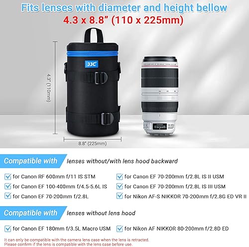 Vista 46 de JJC Funda profesional para lente de cámara para Sony FE 3.543 in f2.8 Nikon AF-S 2.165-11.811 in 2.756-11.811 in Canon RF 3.346 in f2 EF