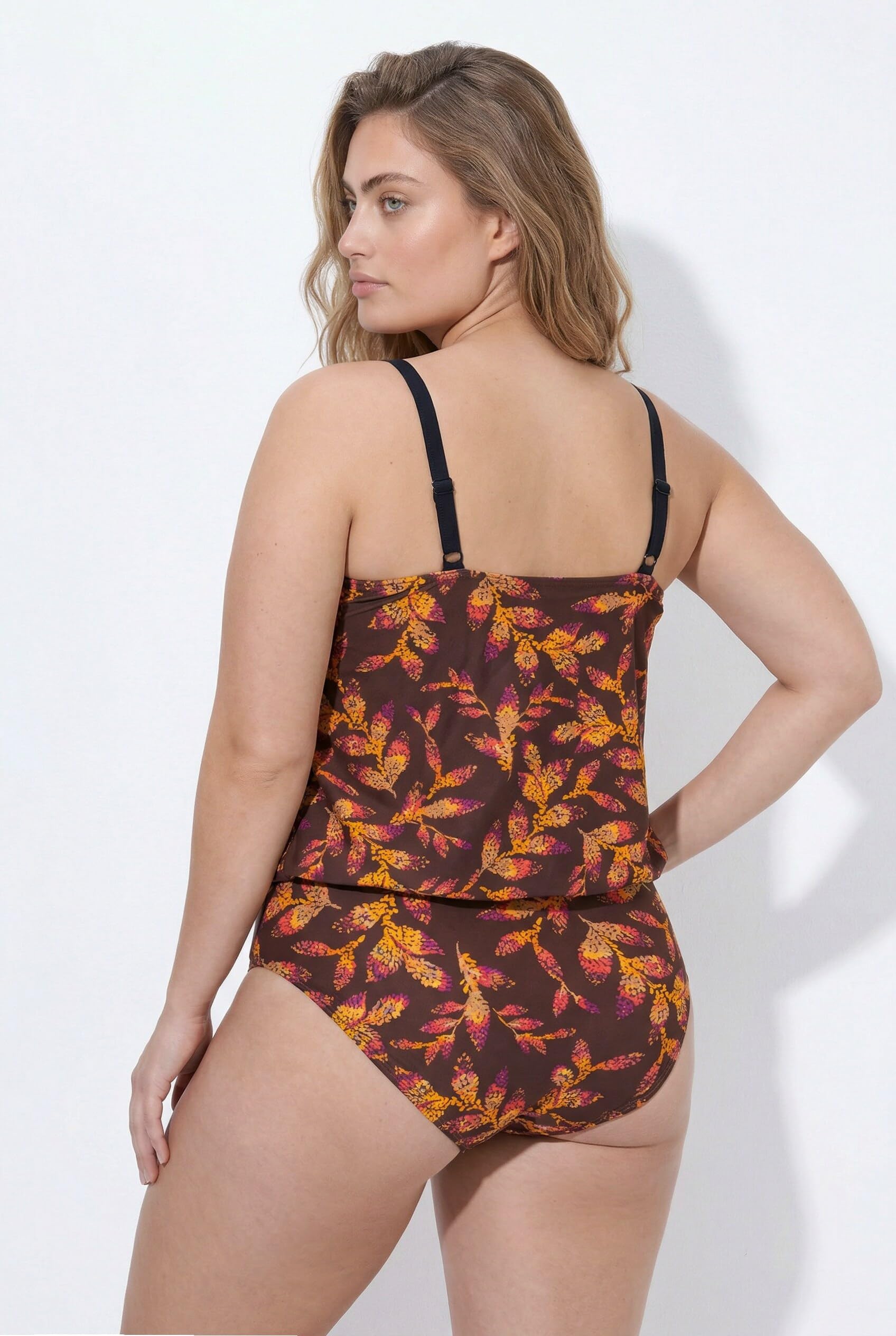 Ulla Popken Tankini, Blätter, Softcups, Träger Verstellbar Parte Superior de Bikini Mujer (Pack de 1)