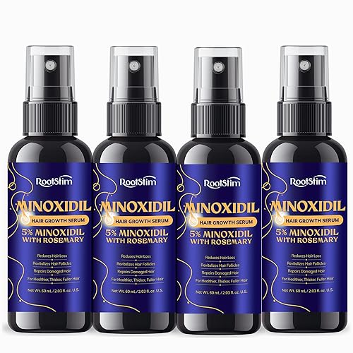 Crecimiento del cabello de minoxidil al 5% para hombres y mujeres paquete de 4 sueros de tratamiento de pérdida de cabello minoxidil extra fuerte