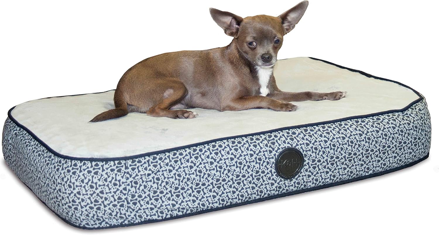K&H Pet Products Superior Orthopedic Dog Bed Gray Paw Bone Print Large 40 X 50 Inches