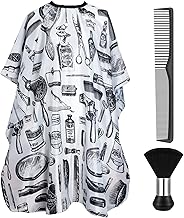Professioneller Friseurumhang mit Hals-Staubbürste, Haarschneideumhang und Friseurkamm, Salonzubehör für Damen und Herren(Weißer Druck)