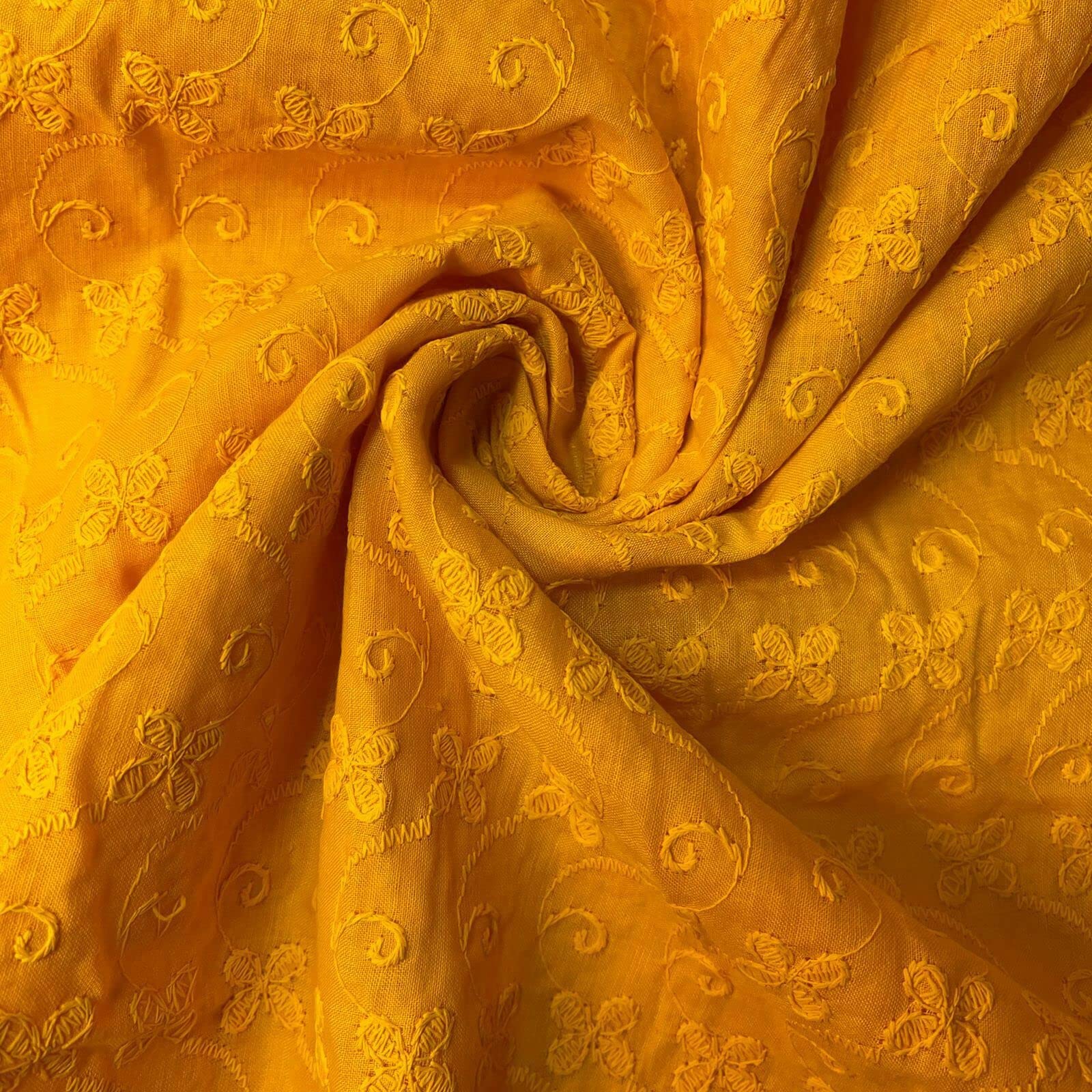 Indian 100% Cotton Lawn All Over Border Broderie Anglaise Embroidered Dress Craft Fabric Material 44"
