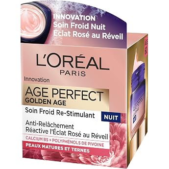 L'Or&eacute;al Paris - Age Perfect - Golden Age - Soin Nuit Re-Fortifiant | Peony native cells, calcium vitamin B3, cooling effect,