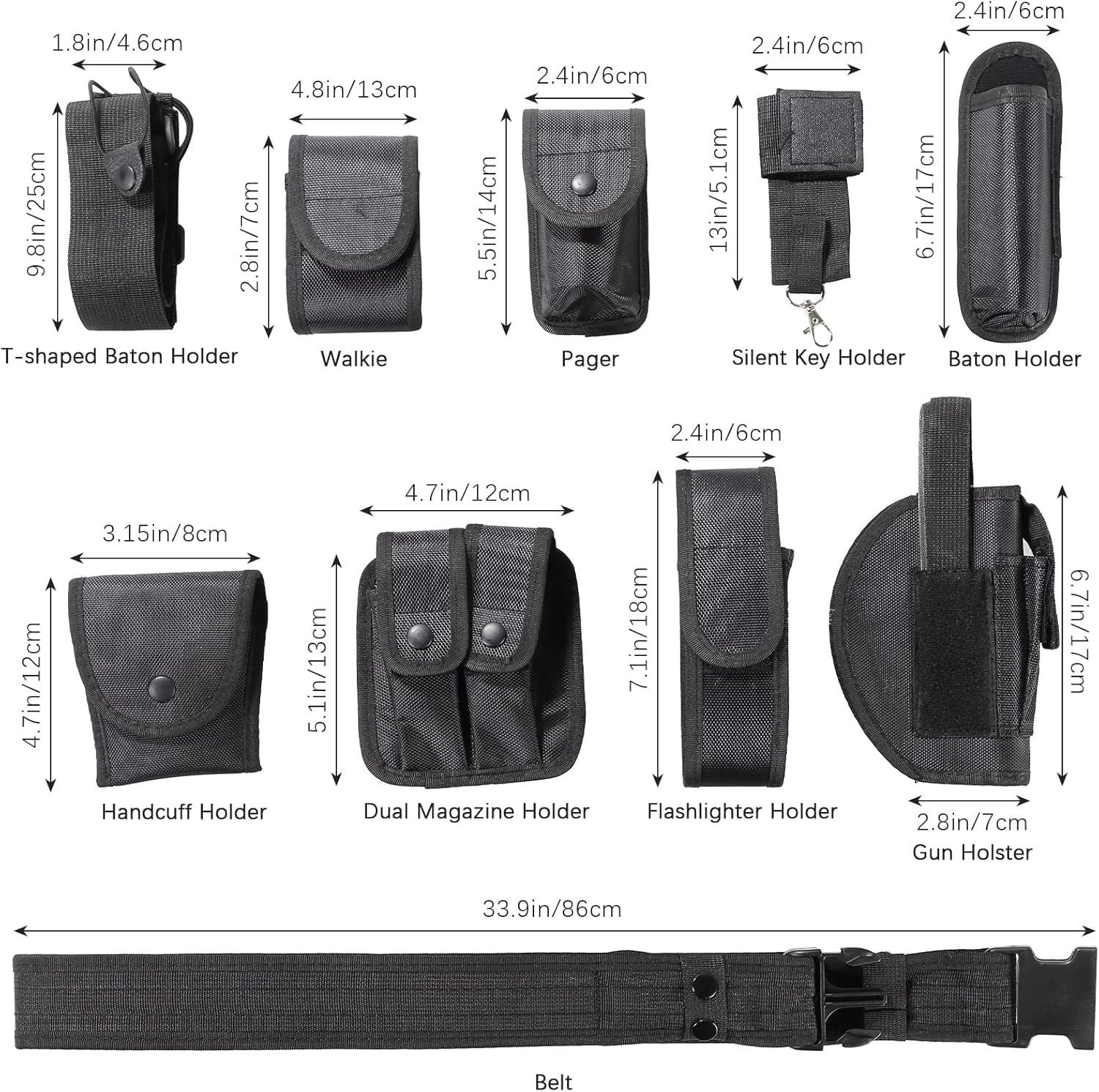 NATGAI 10 in 1 Duty Belt Black Law Enforcement Tactical Equipment System Set Police Security Military Tactical Duty Utility Belt - Image 2