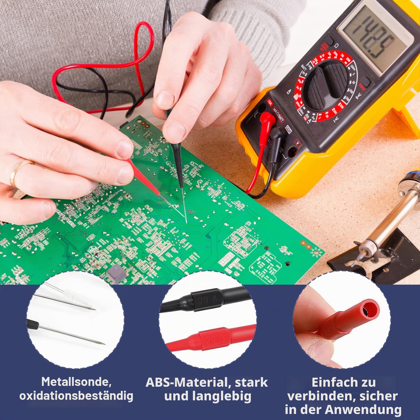 104 Stück Messleitungen für Multimeter, Messleitungen Prüfkabel Kit mit 4mm Bananenstecker Kabel, Krokodilklemmen, Teststifte 104 Stück Messleitungen für Multimeter, Messleitungen Prüfkabel Kit mit 4mm Bananenstecker Kabel, Krokodilklemmen, Teststifte