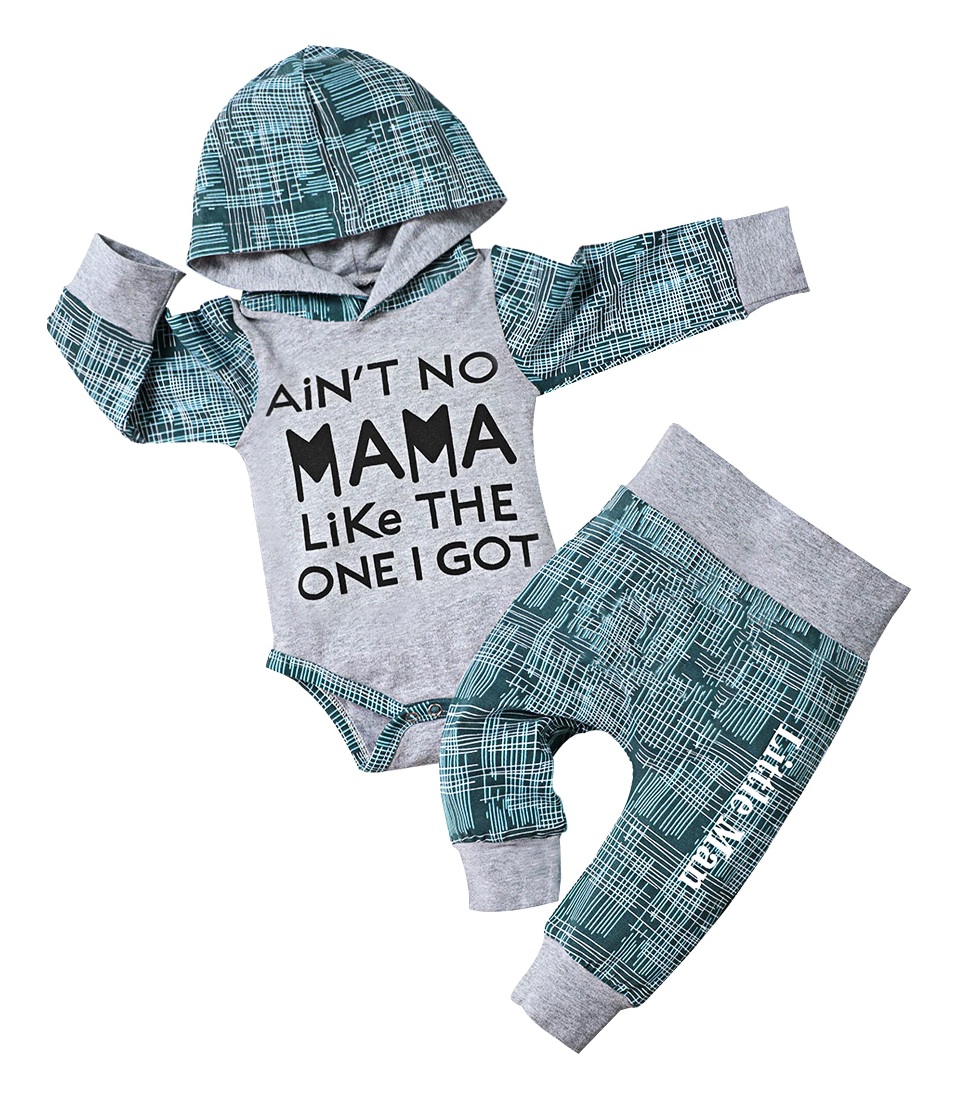 Von kilizo Baby Boy Clothes Long Sleeve Dinosaur Hoodies Sweater Pant Sets 0-12 Months Baby Boy Outfits Spring Fall Winter, Blue&grey, 6-9 Months