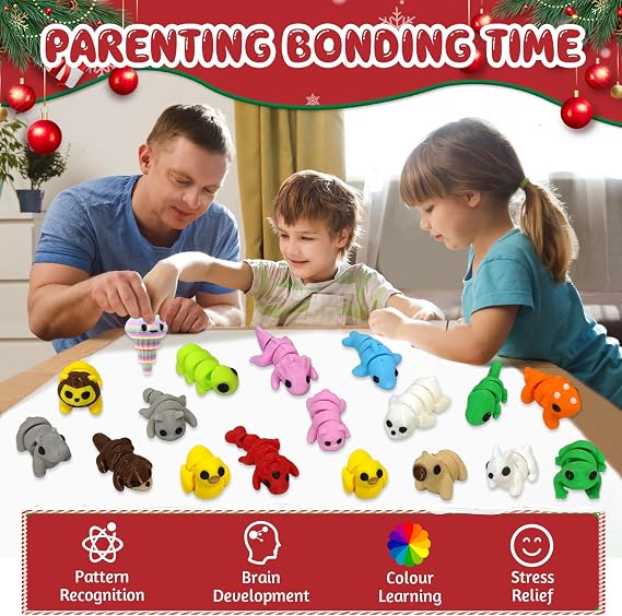 40Pcs 3d Printed Animals - Colorful Movable Joint 3d Printed Fidget Toy, Mini Animal Toys Set for Adults Teens, 3d Printed Toys Cute Desk Decor for Home Office, Christmas Party, Gifts
