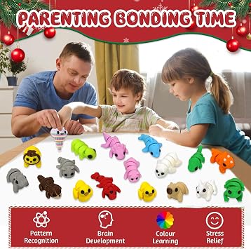 40Pcs 3d Printed Animals - Colorful Movable Joint 3d Printed Fidget Toy, Mini Animal Toys Set for Adults Teens, 3d Printed Toys Cute Desk Decor for Home Office, Christmas Party, Gifts