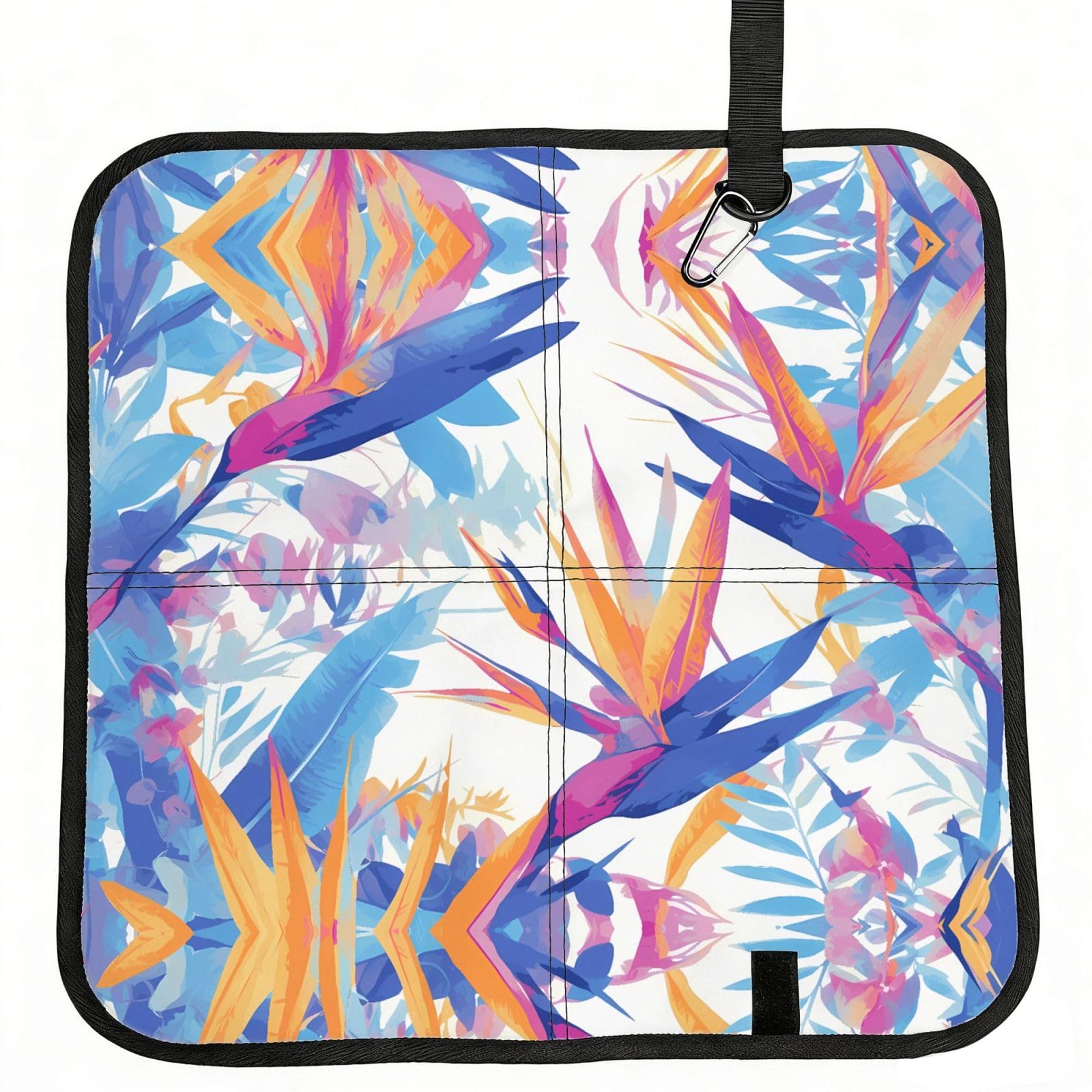 WBQLSL Colorful leaves Foldable Seat Cushion - Portable Stadium Pad with Carabiner for Camping Hiking Picnic Beach