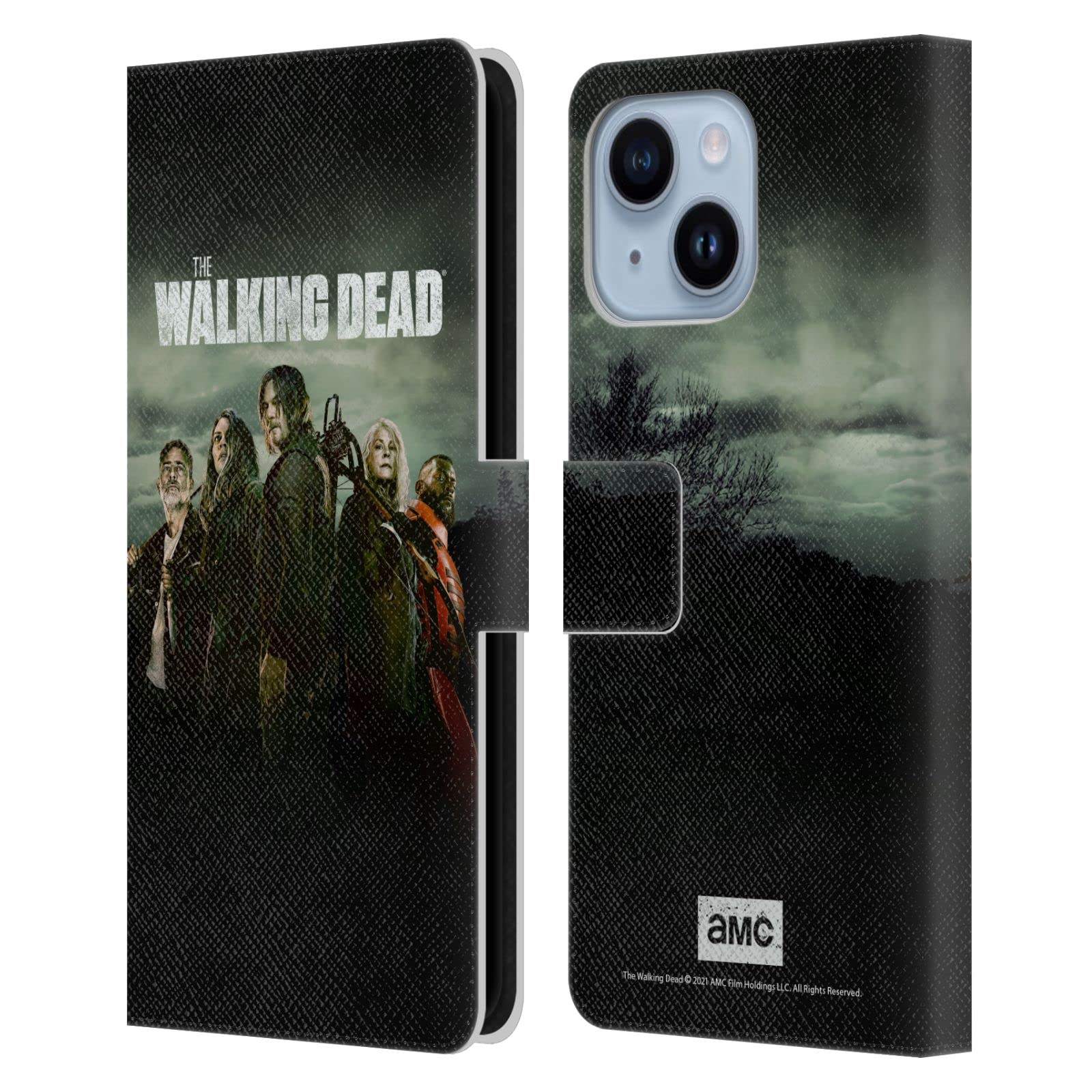Étui portefeuille cuir compatible Apple iPhone 14 Plus Walking Dead Saison 11 - 7