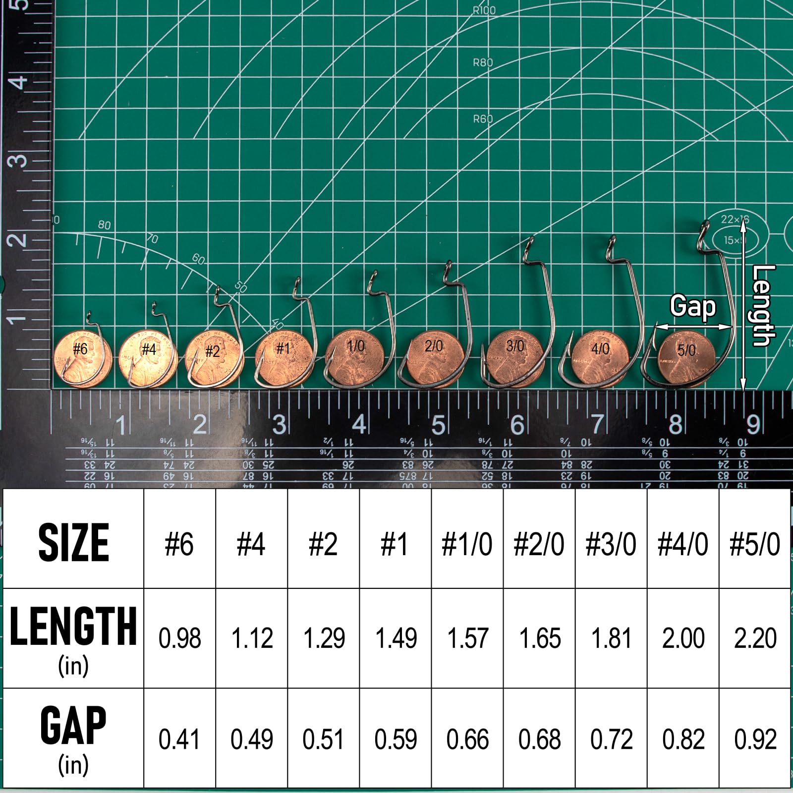 Dr.Fish 100 Pack EWG Hooks Bass Fishing Worm Hooks Extra Wide Gap Offset Freshwater Fishing Carolina/Texas Rig #6