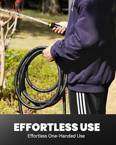 Miniatura 5 de RAINPOINT Manguera de jardín corta de 15 pies x 58 pulgadas, manguera de agua resistente, flexible, ligera y duradera, manguera híbrida con mango