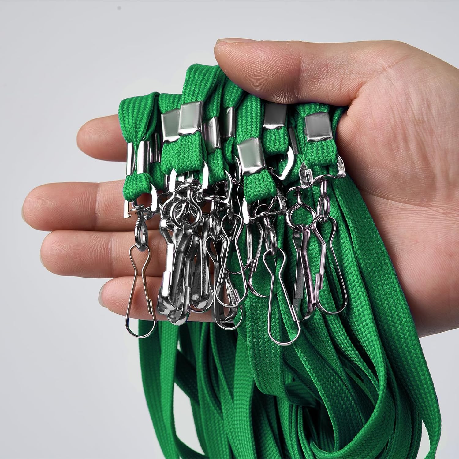 Badge Lanyards 100 Pack Bulk Badge Lanyards for ID Badges Neck Cruise Lanyard Name Tags Lanyard ID Holder,J-Hook (Green)