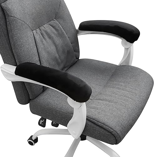 FORCHEER Fundas para reposabrazos de silla de oficina, 2 piezas, de terciopelo, elásticas, color negro, para silla de juegos, computadora,