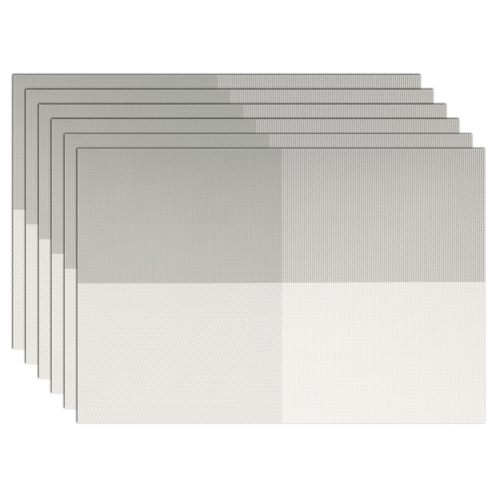 comfoyar Grey Grid Pattern Rectangular Placemats Set of 6, 30x45 cm Non-Slip Heat Resistant Vinyl Place Mats, Washable Waterproof Table Mats for Indoor Kitchen Dining Party Table Decoration โ image 1