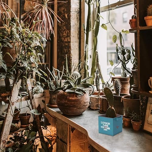 Miniatura 8 de Hemoton Jarrón de metal para decoración de boda, jarrón de hierro desgastado y elegante, jarrón galvanizado vintage, jarrón cuadrado rústico para