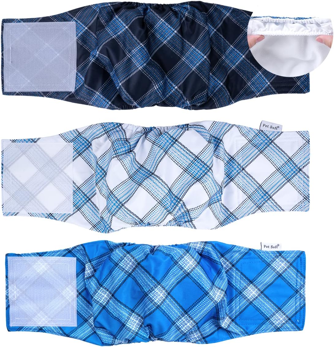 Pet Soft Dog Belly Bands - Washable Dog Diapers Belly Band for Male Dogs, Reusable Male Dogs Wraps 3pack for Doggy Puppy (Sailor, XL)
