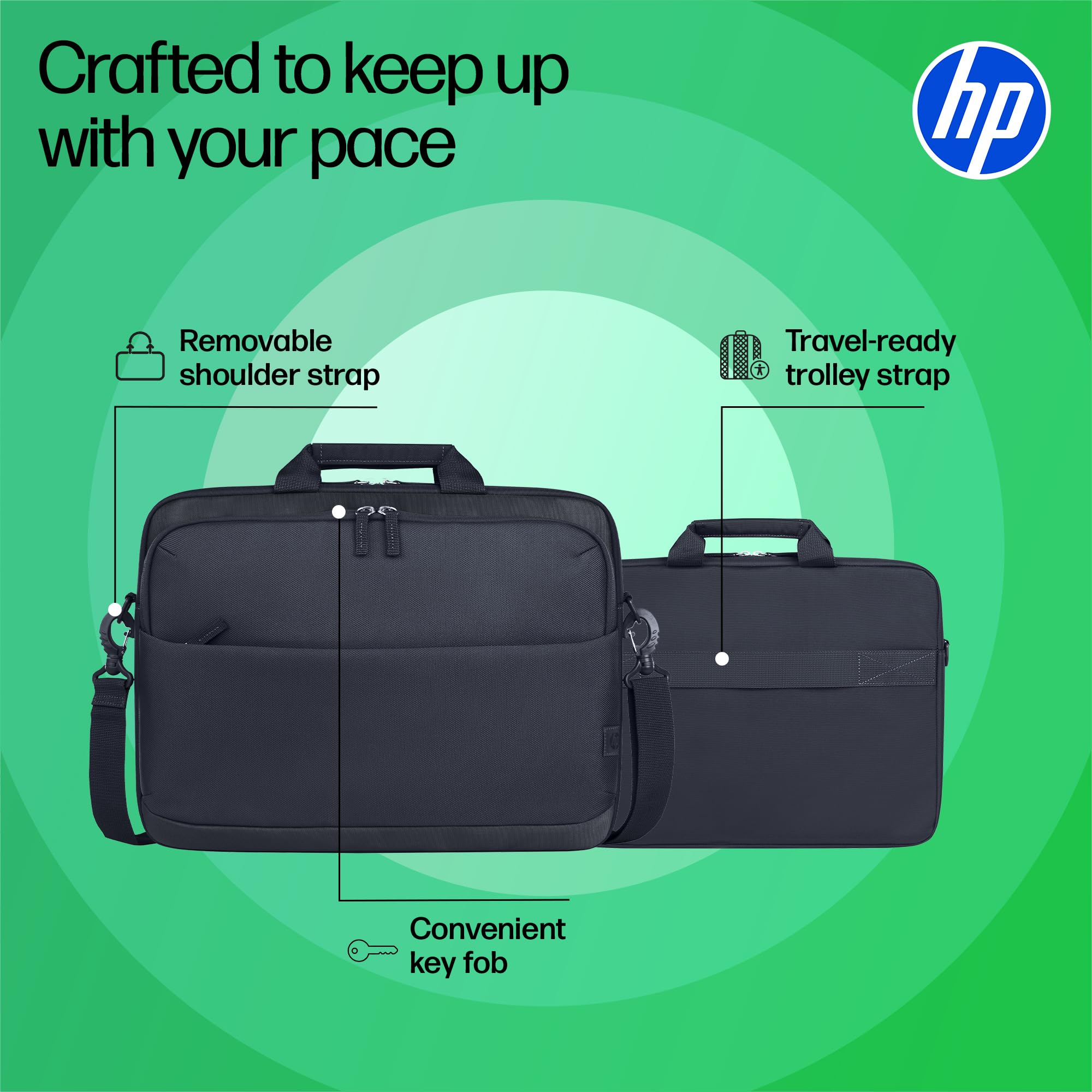 HP Torba na laptopa Everyday 14", wykonana z poliestru z recyklingu 600D, 9L, wyściełana przegródka, wodoodporna, odpinany pasek na ramię, szara
