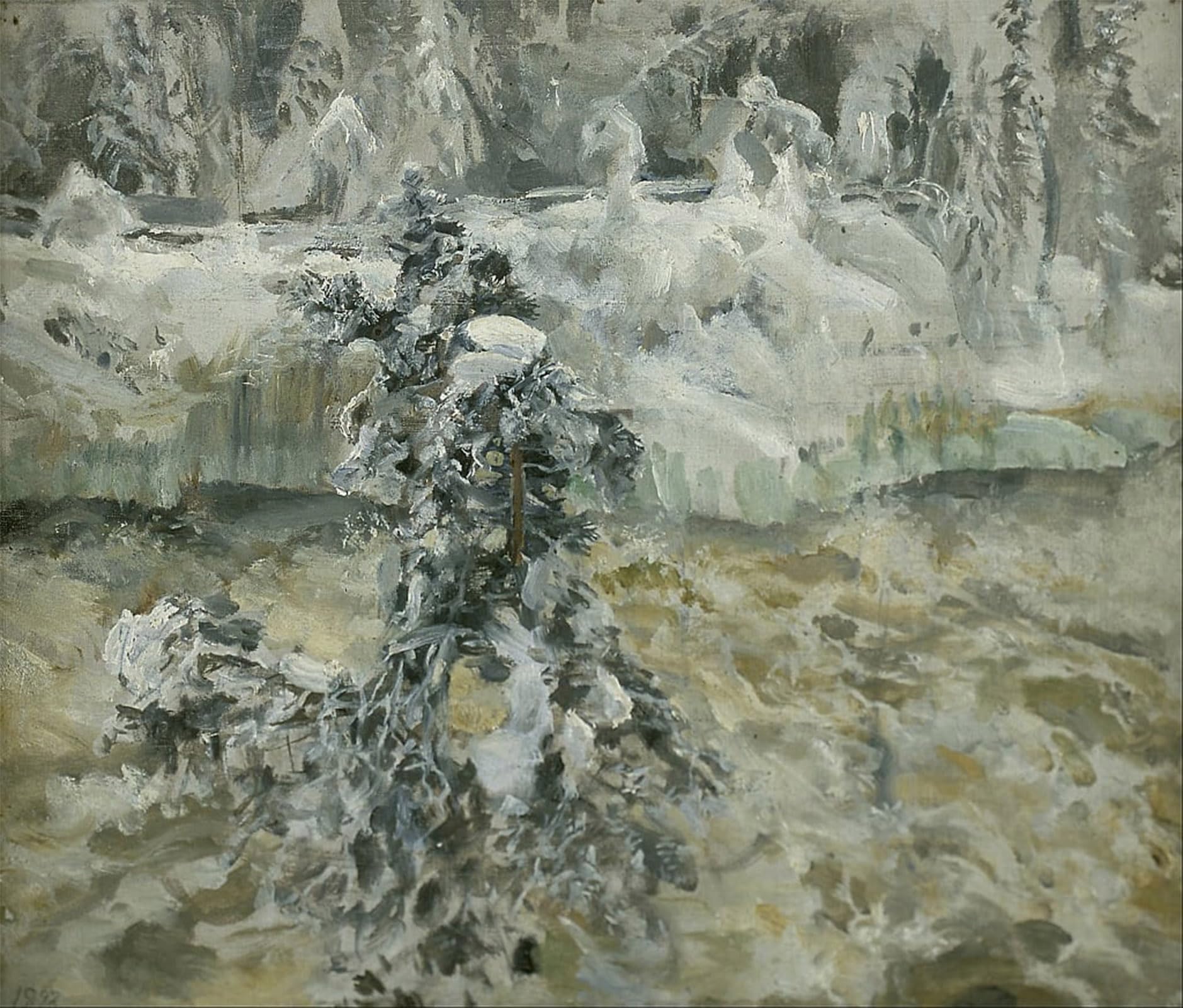 SERENDIPITP Abstract Painting Mural Print Picture Wall Decor Painting Imatra in Wintertime by Akseli Gallen Kallela Vintage Wall Artwork for Home Decor 60x90cm