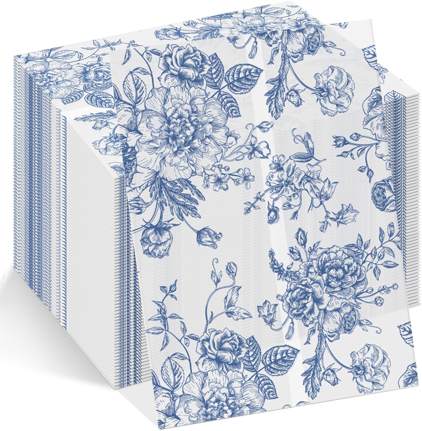 150 Pack Blue Floral Vellum Jackets Bulk for 5x7 Invitations Pre-folded Vellum Paper Envelope Inserts Liners Invitation Sleeves Wraps Accessories Kit for Wedding Birthday Bridal Party