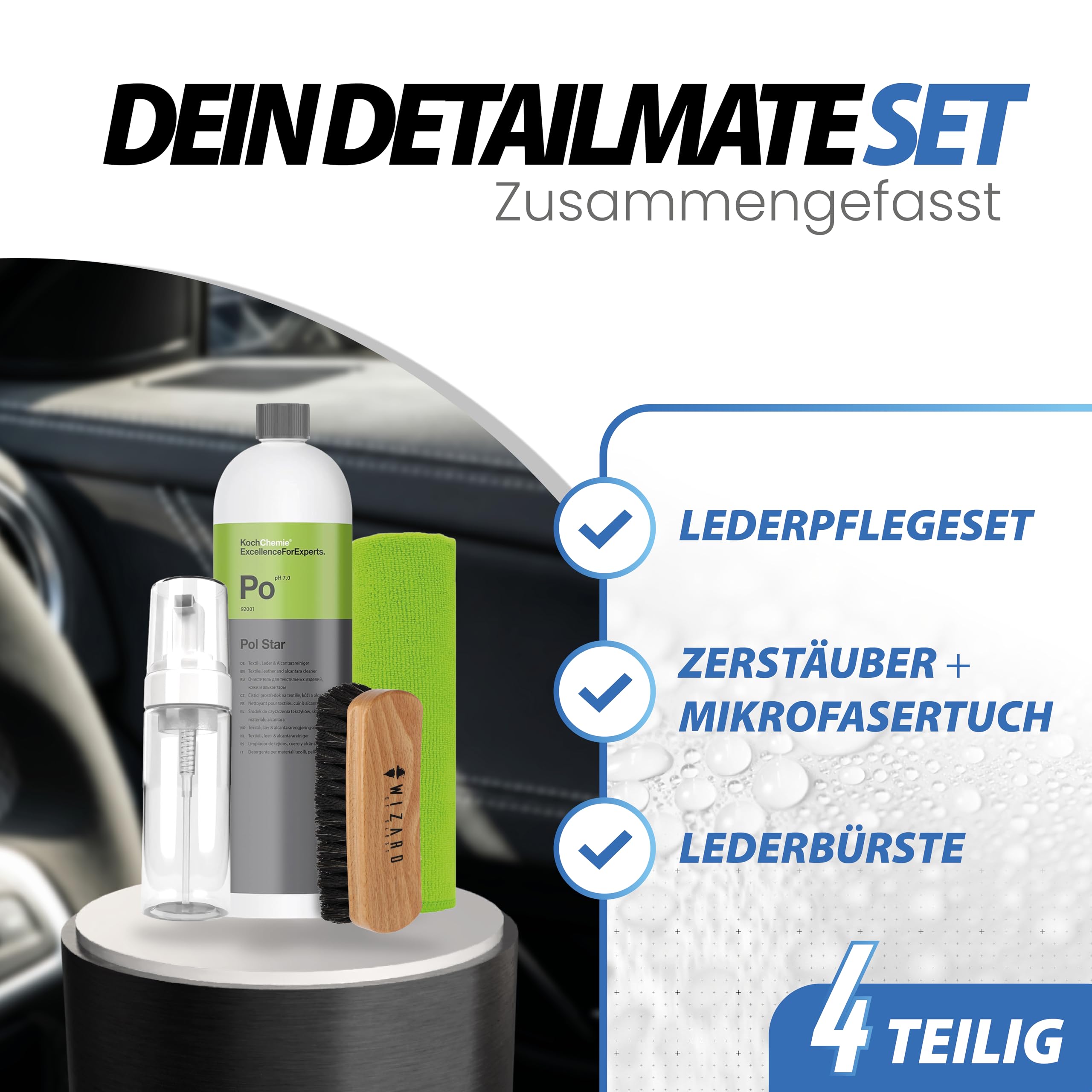 detailmate Koch Chemie POL Star - Set di pulizia per interni, 1 litro + nebulizzatore in schiuma