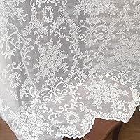 Vista 6 de WUBODTI Cortinas de encaje blanco de 72 pulgadas con cenefas, 2 paneles, cortinas transparentes bordadas florales con bolsillo para barra, cortina