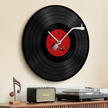 Vinyl Record Wall Clock Decor Musical LP Clock Battery Operated Non-Ticking