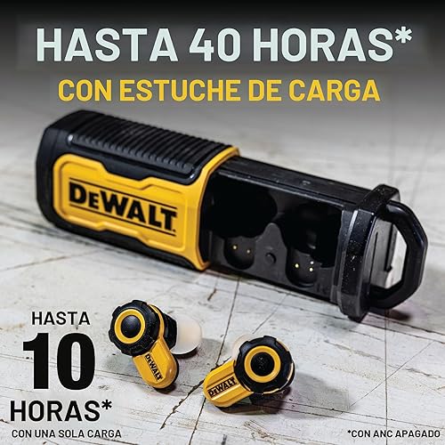 Miniatura 6 de DEWALT Auriculares inalámbricos Bluetooth Jobsite Pro X2 ANC True Wireless, auriculares de trabajo con cancelación activa de ruido, controles de