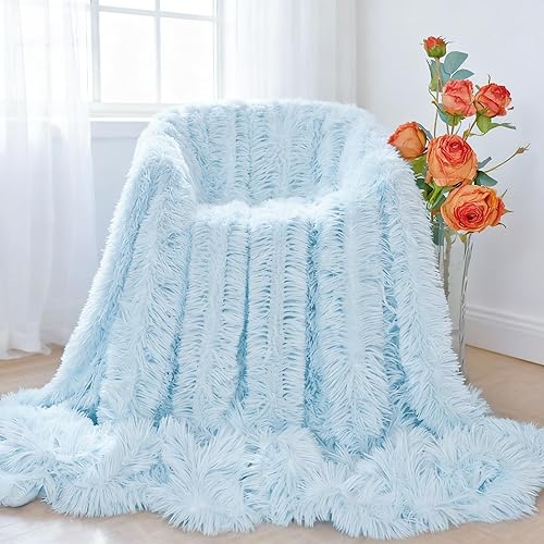 Miniatura 5 de MYRU - Manta de felpa súper suave para sofá, manta cálida peluda, manta de sofá cálida para invierno