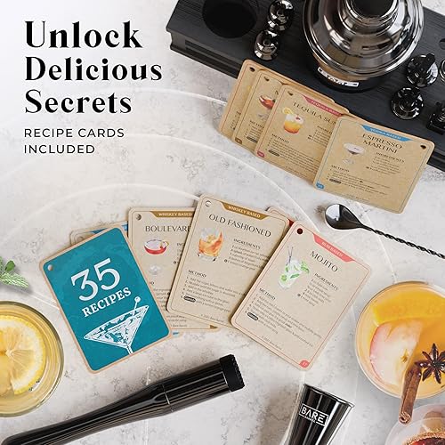 Miniatura 5 de BARE BARREL Mixology Bartender Kit Bar Set  Juego de coctelera de 16 piezas  Herramientas de mezcla de Martini Barware para el hogar  Incluye 35