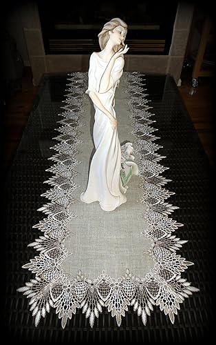 Miniatura 4 de Encaje 72" Camino de mesa Dresser bufanda Neutral Doily tonos tierra Encaje Europea