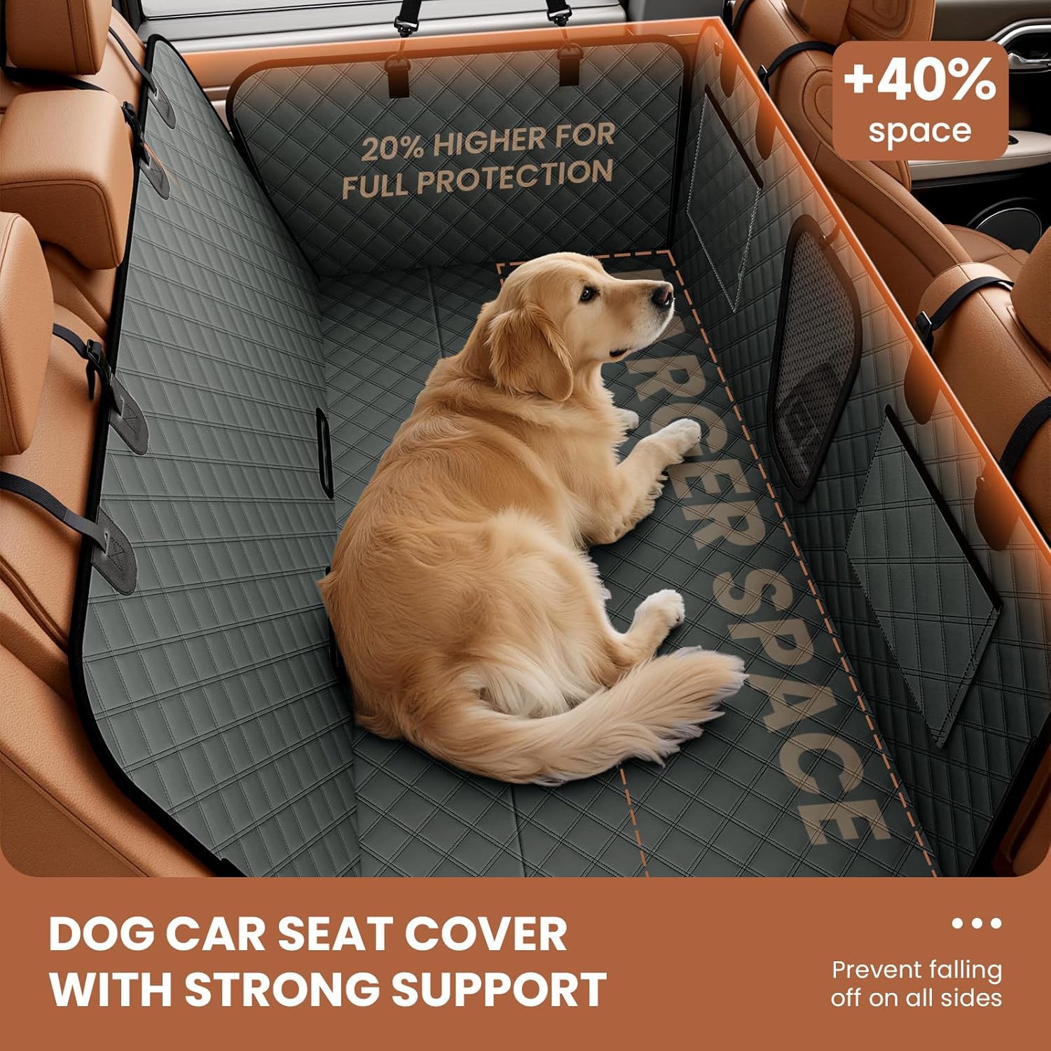 A-Pce 600D Heavy Duty Dog Car Seat Cover for Back Seat,2025 Upgraded Hard Honeycomb Bottom Back Seat Extender for Dogs- Holds 600lbs,Waterproof Scratch Proof Nonslip Dog Hammock for SUV,Grey