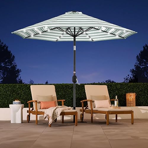 Vista 248 de Best Choice Products - Sombrilla solar de 7.5 pies para exteriores, patio, mesa, mercado, terraza, piscina con inclinación, manivela, luces LED