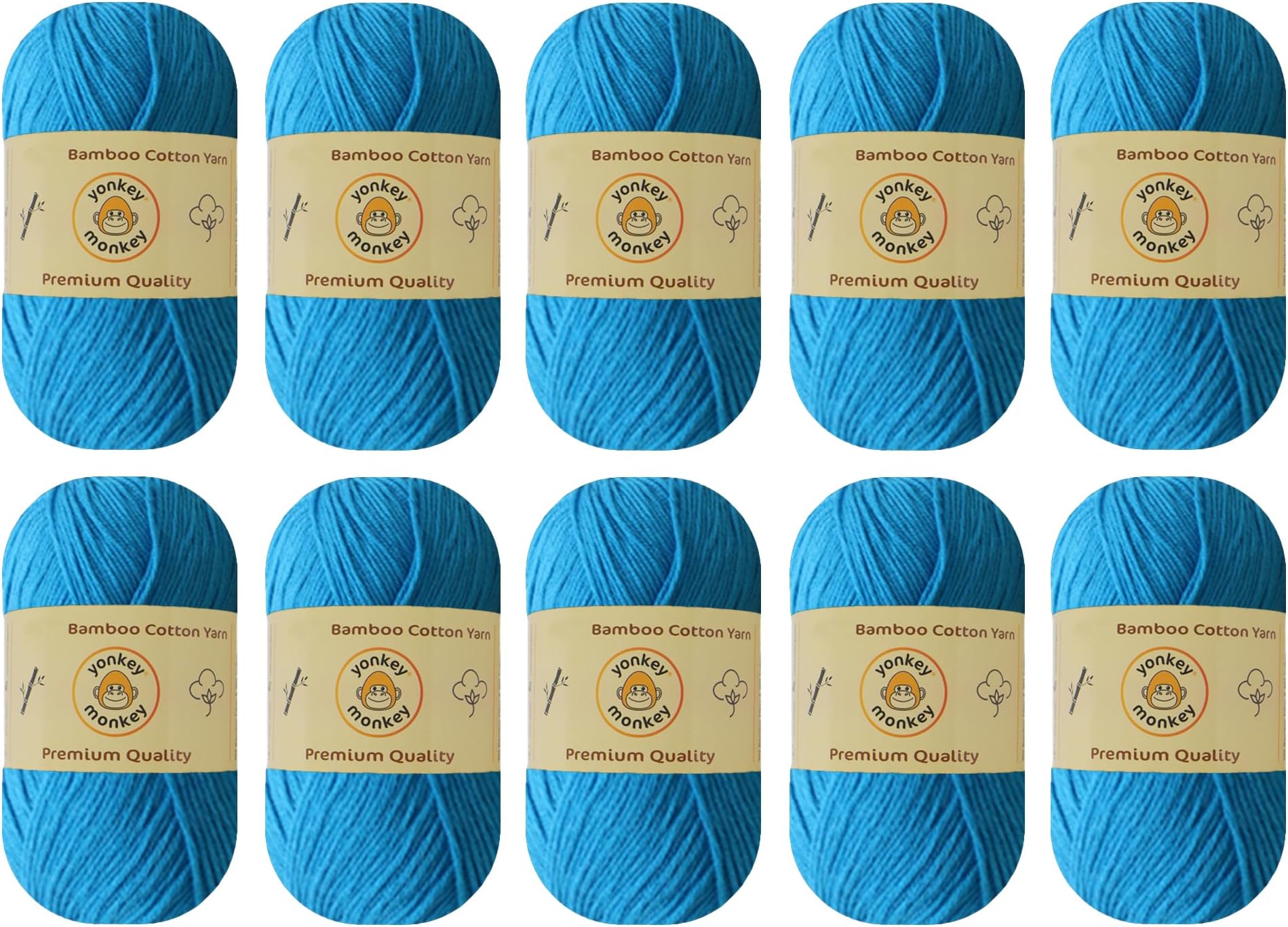 Yonkey Monkey 9011 - 500g 70% Rayon Derived from Bamboo Yarn - 30% Cotton - Imported - Lake Blue 9011 - Pack of 10