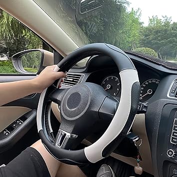 Mokshith Car Steering Wheel Cover Soft Leather Grip Steering Wheel Non-Slip Cover Universal Fit for Truck, SUV, Cars