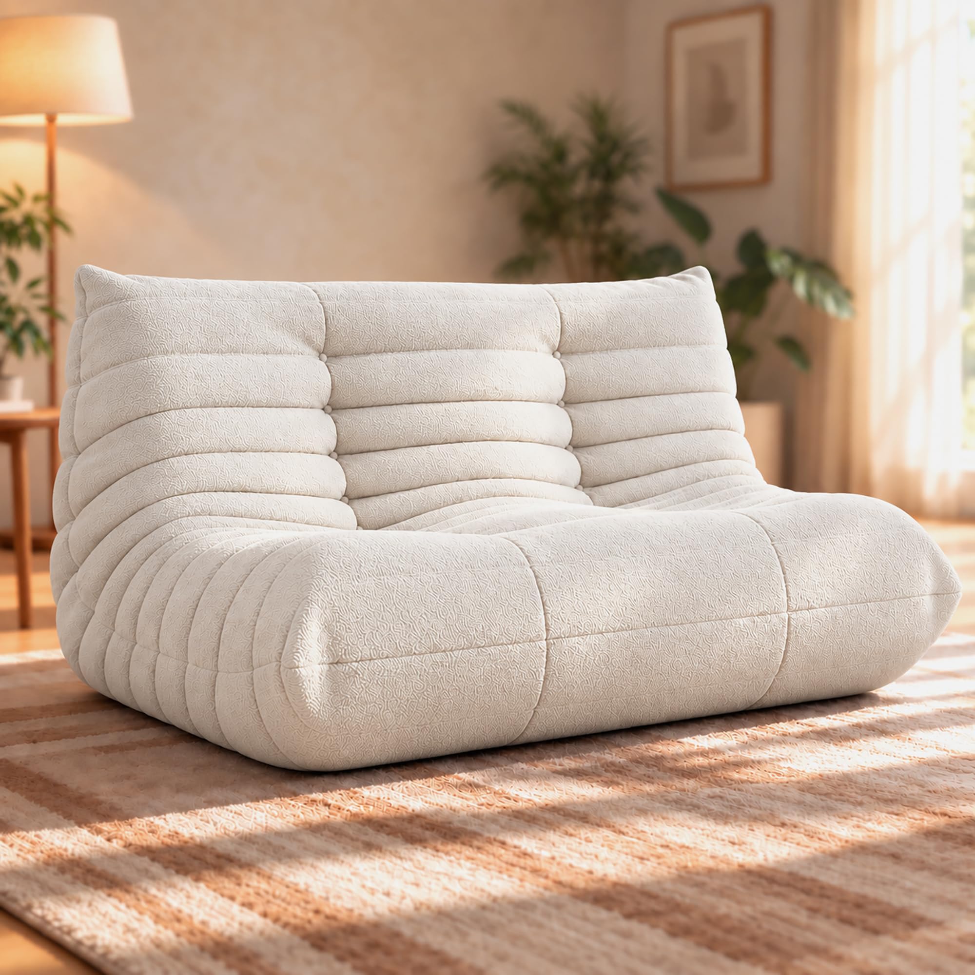 YVDNHP Bean Bag Chair for Adults, Oversized Fireside Chair Loveseat Beige