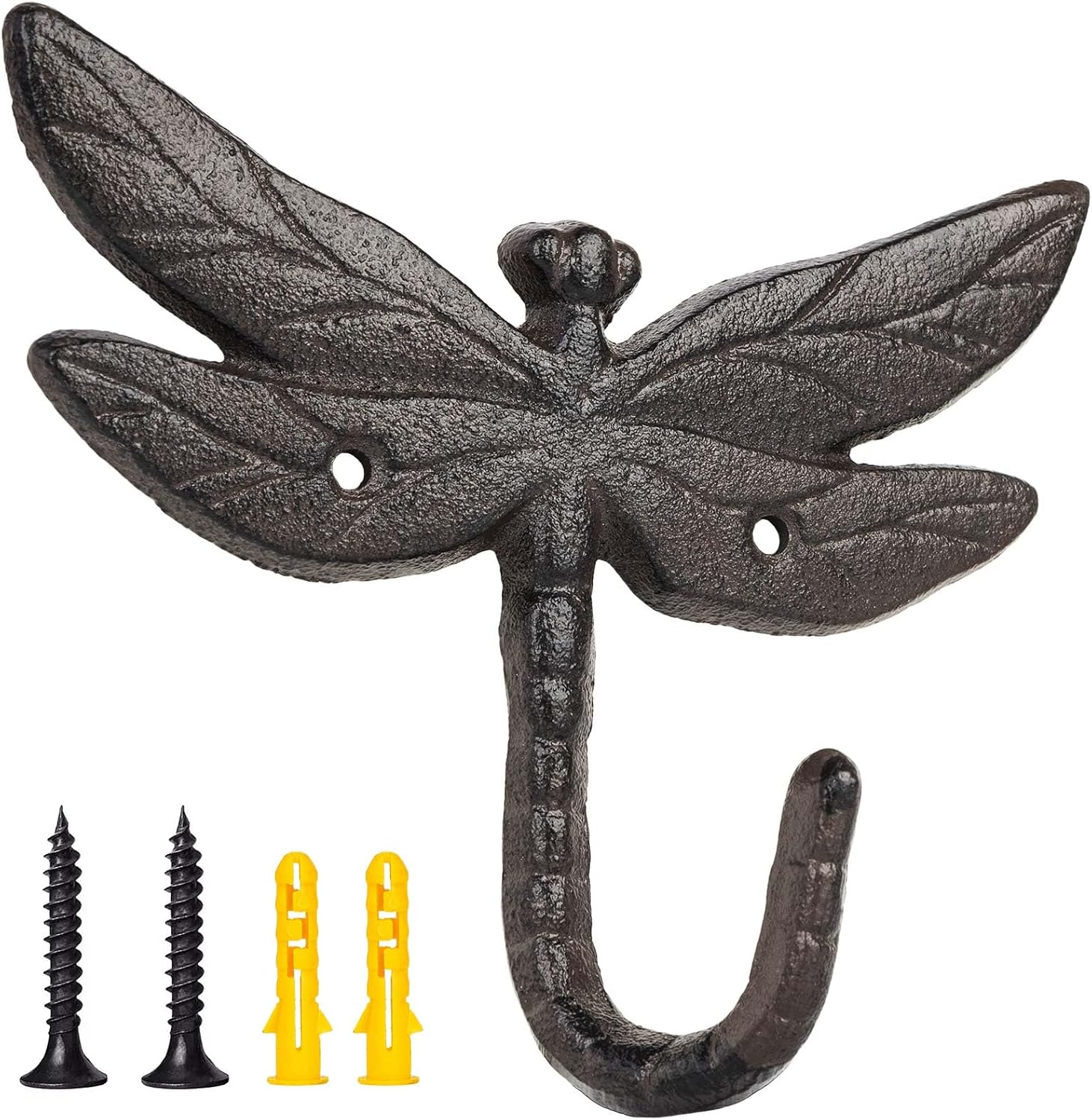 1 pcs Antique Cast Iron Dragonfly Decorative Wall Hooks for Hanging Coats, Keys, Towels, Bags, and More (Dragonfly)