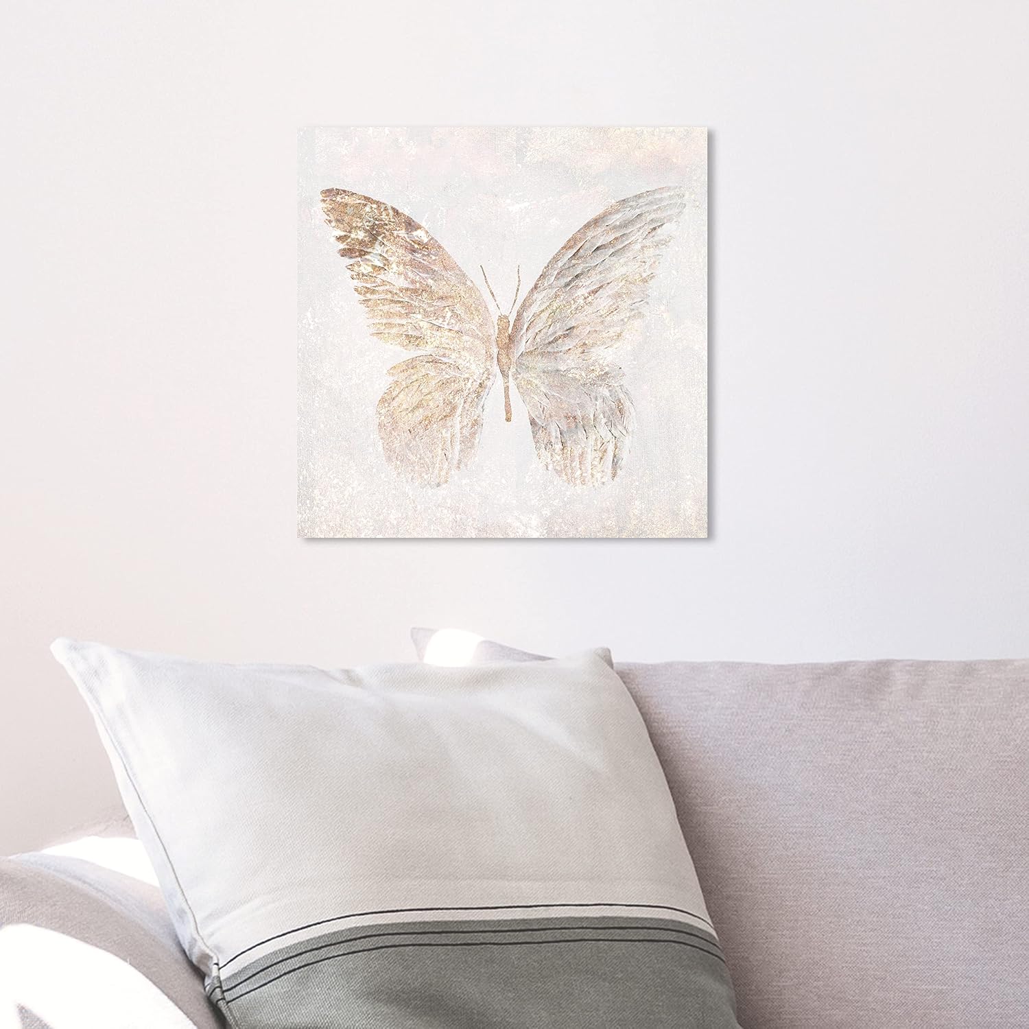 Oliver Gal Golden Butterfly Canvas Print Wall Art for Living Room, Bedroom, and Bathroom, 12" x 12", Gallery Wrapped