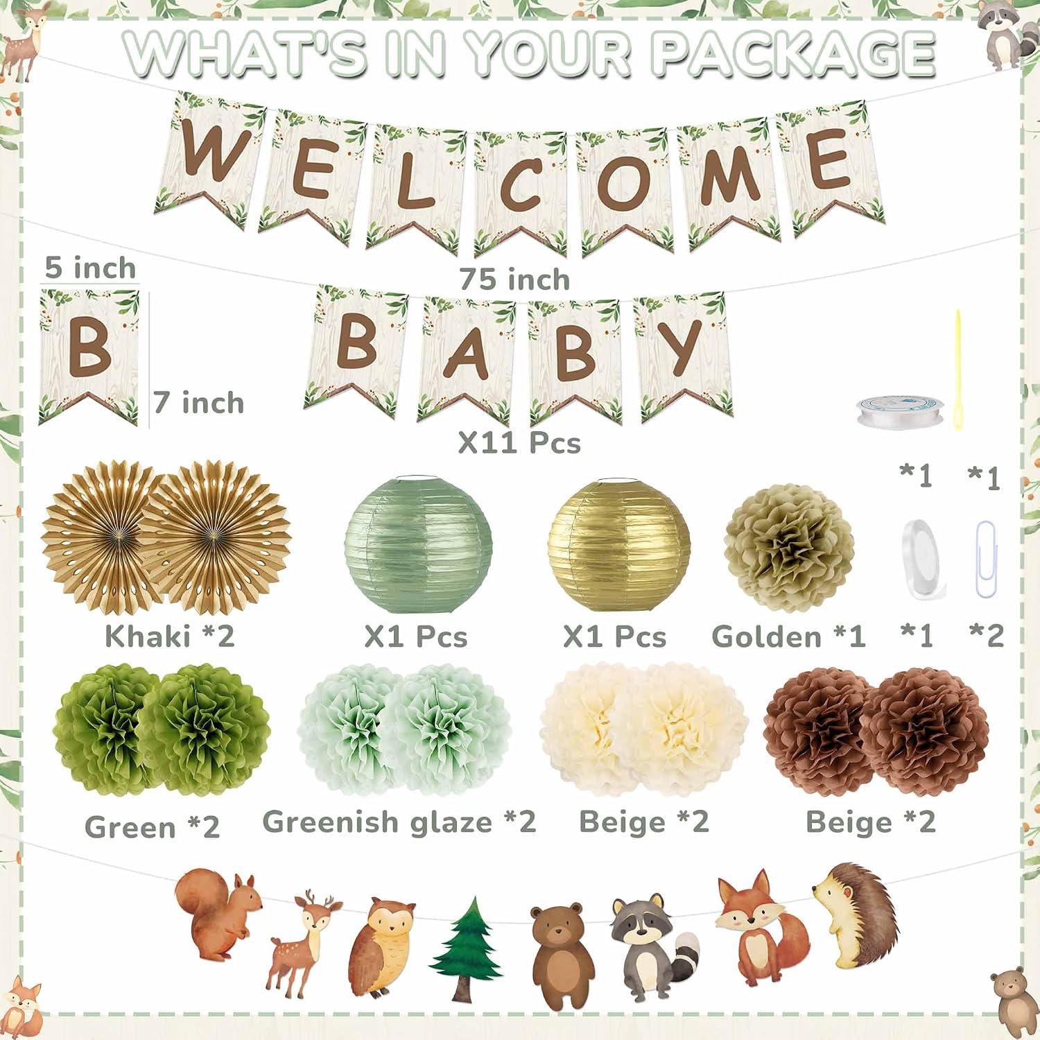 Kriyokiaa Woodland Baby Shower Decorations, 15 Pcs Party Set image 5