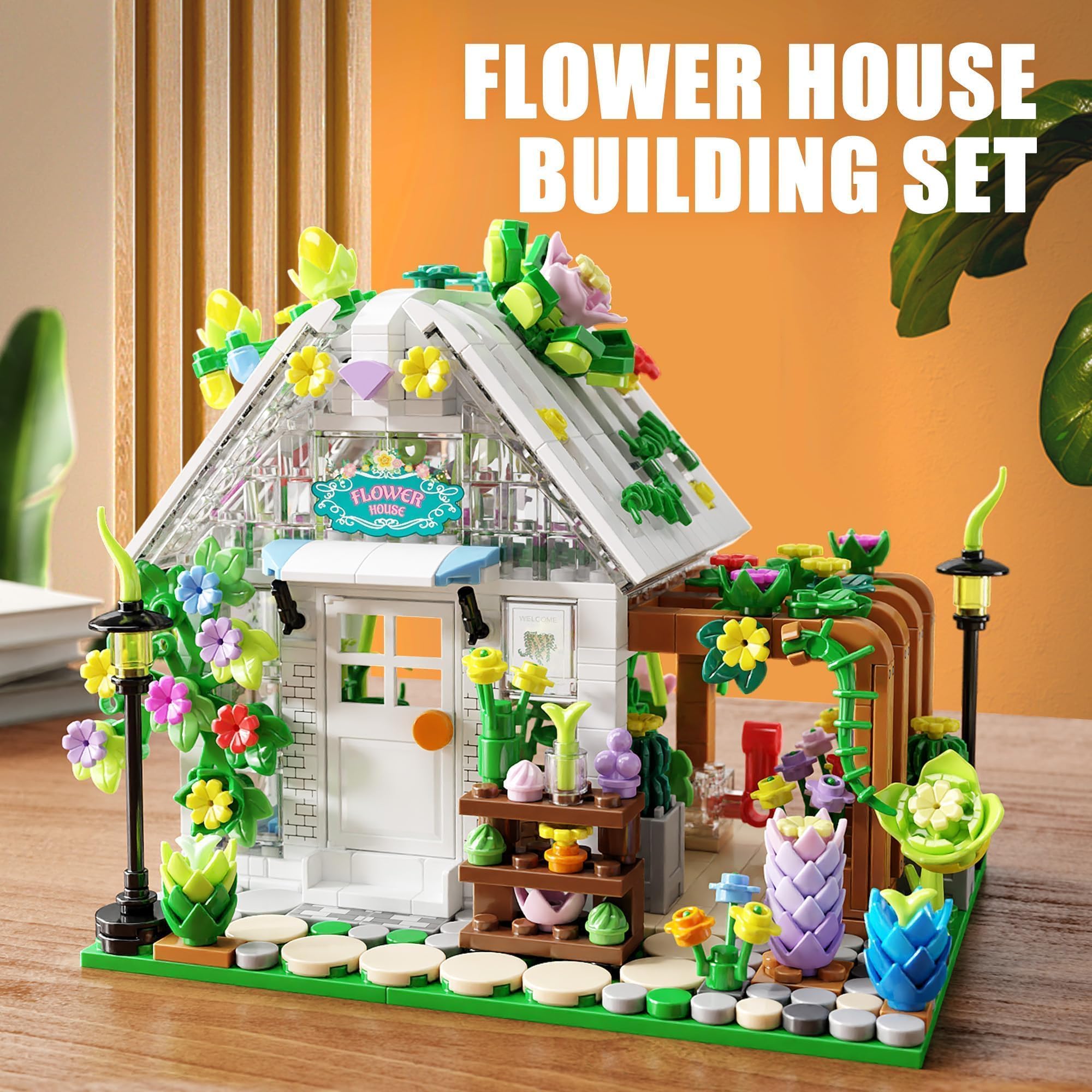 TYCOLE Flower House Building Set including Lights, 719PCS Botanical-Themed Construction Toy, Greenhouse Playset - Image 2