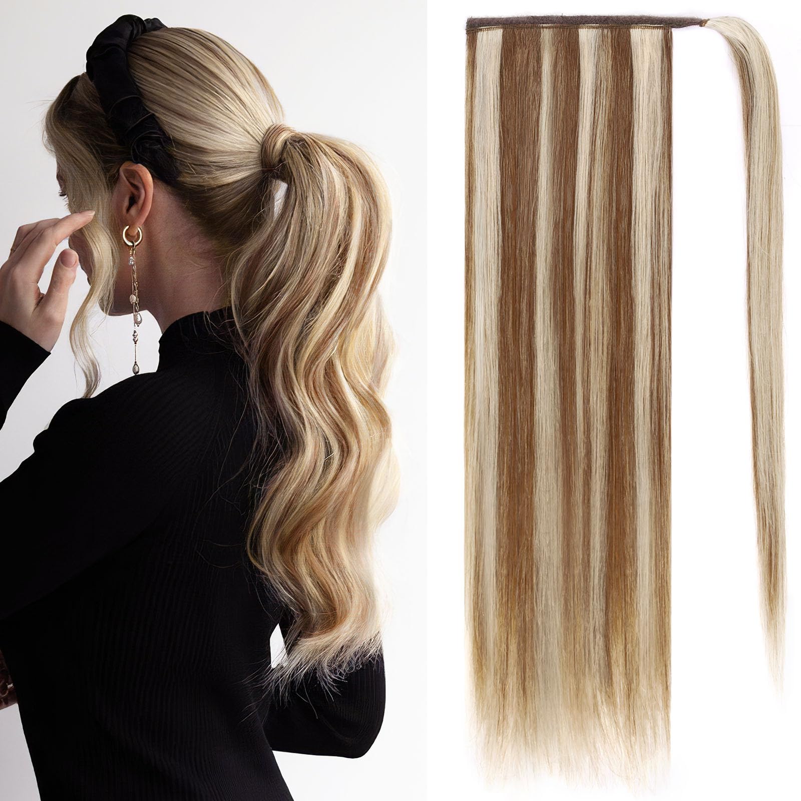 Long Straight Clip-in Ponytail Extension, 18 Inch Real Human Hair Amazon.com : FUOTONBUTY Claw Clip Ponytail Extension 100  main image 2