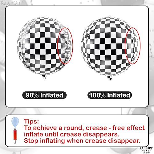 Miniatura 3 de KatchOn, Globos a cuadros en blanco y negro, 22 pulgadas, paquete de 12, globos de carreras para decoración de fiesta de cumpleaños de coches de