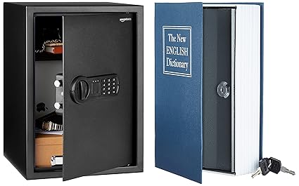 AmazonBasics Home Safe - 1.80 Cubic Feet(50.97 litres) & Book Safe- Key Lock- Blue