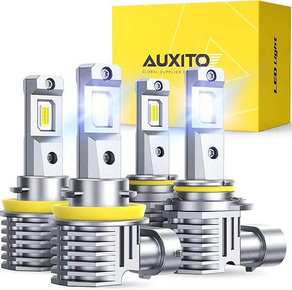 AUXITO H11 9005 LED Bulb, 900% Ultra-Bright, 6500K 68000LM Light, Plug and Play, Long Lifespan, No Flicker, 99% Compatibility, Pack of 4