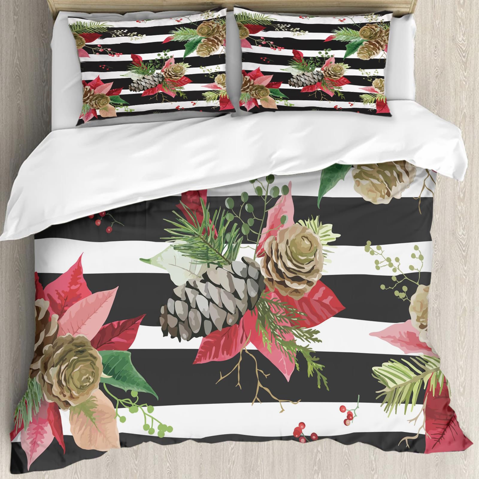 Housse de couette et d'oreiller motif Noël vintage pour chambre cosy