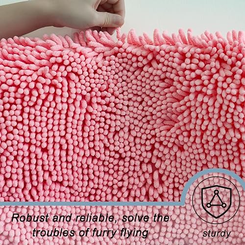 Miniatura 5 de Juego de 3 alfombras de baño de felpilla ultra suave, antideslizante y súper absorbente, parte inferior de PVC fuerte, lavable a máquina, color rosa