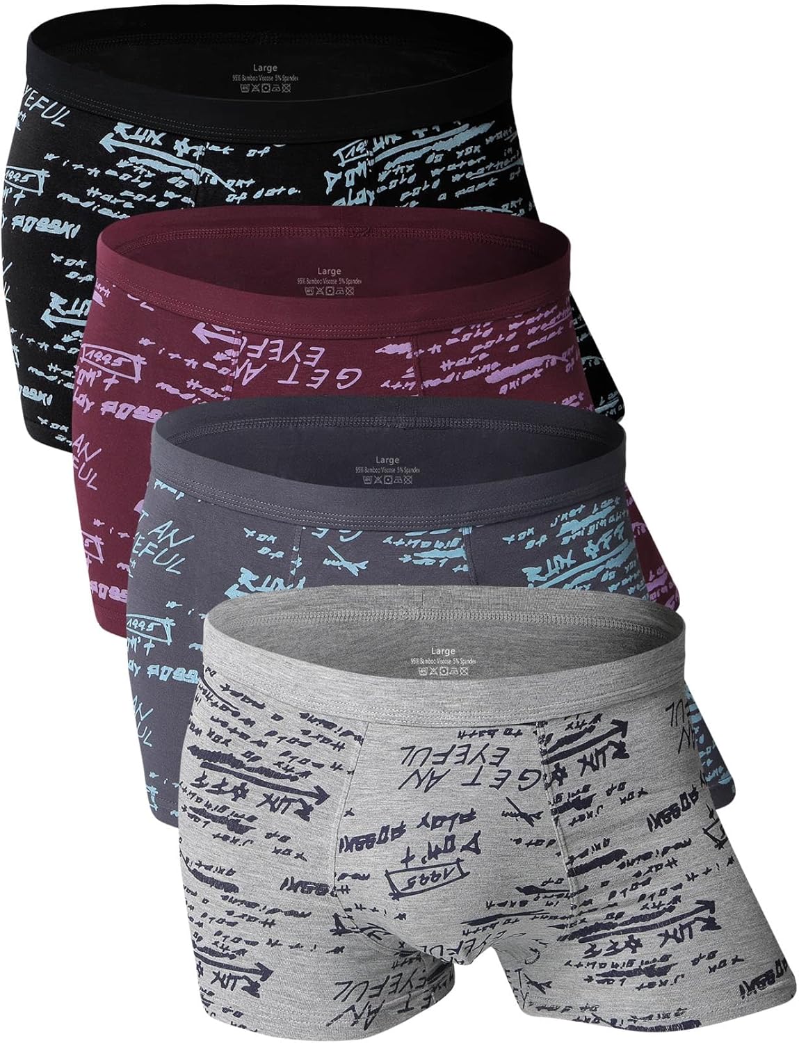 youlehe Men's Underwear Soft Bamboo Viscose Boxer Briefs Stretch Trunks Pack