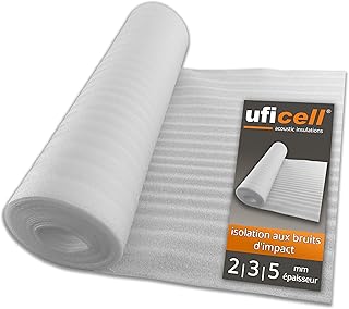 Isolation aux bruits d'impact pour stratifié Mousse uficell® ULTRA PE - épaisseur 5 mm - densité: 20 kg/m² (5 mm d'épaisseur, 25 m²)